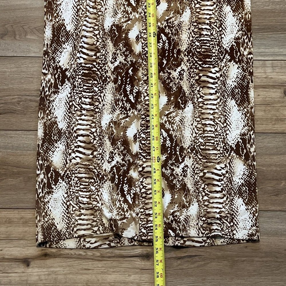 Women's Calvin Klein Maxi Dress SZ 6 Button Front Brown White Snake Print - Picture 7 of 10